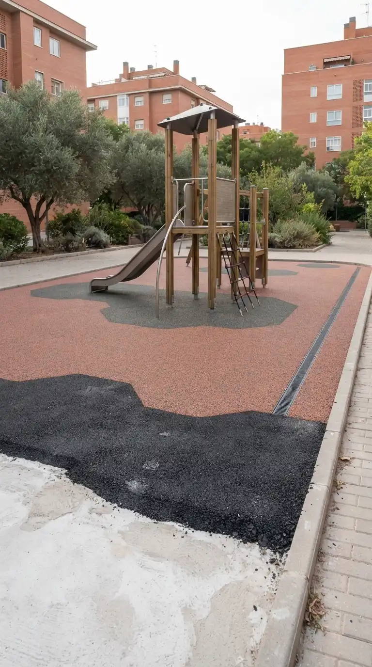 Cómo se instala el suelo de caucho de un parque infantil