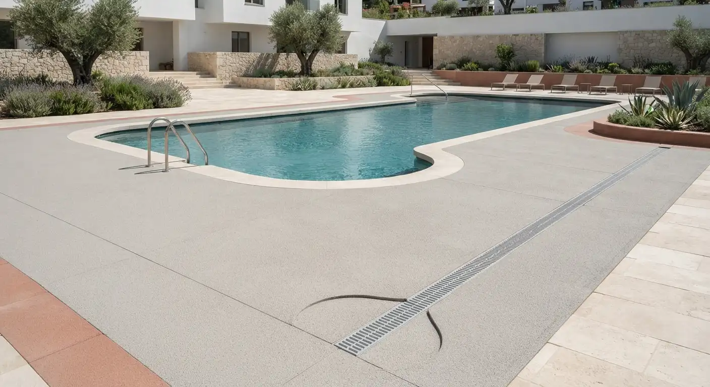 Instalación de suelo de caucho para piscinas