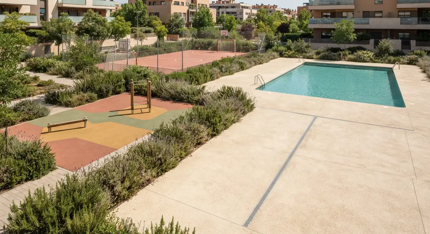 Normativa para piscinas con zonas deportivas y juegos infantiles