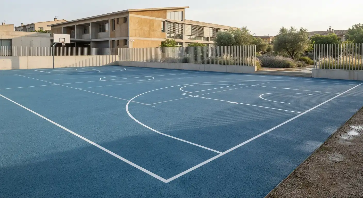 Pavimentos para patios de colegio: zona deportiva y zona de juegos