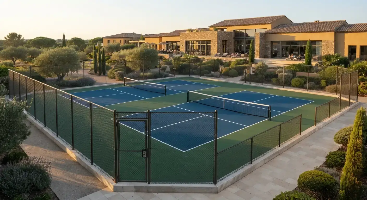Solera de hormigón convencional + resina acrílica en pista de Pickleball