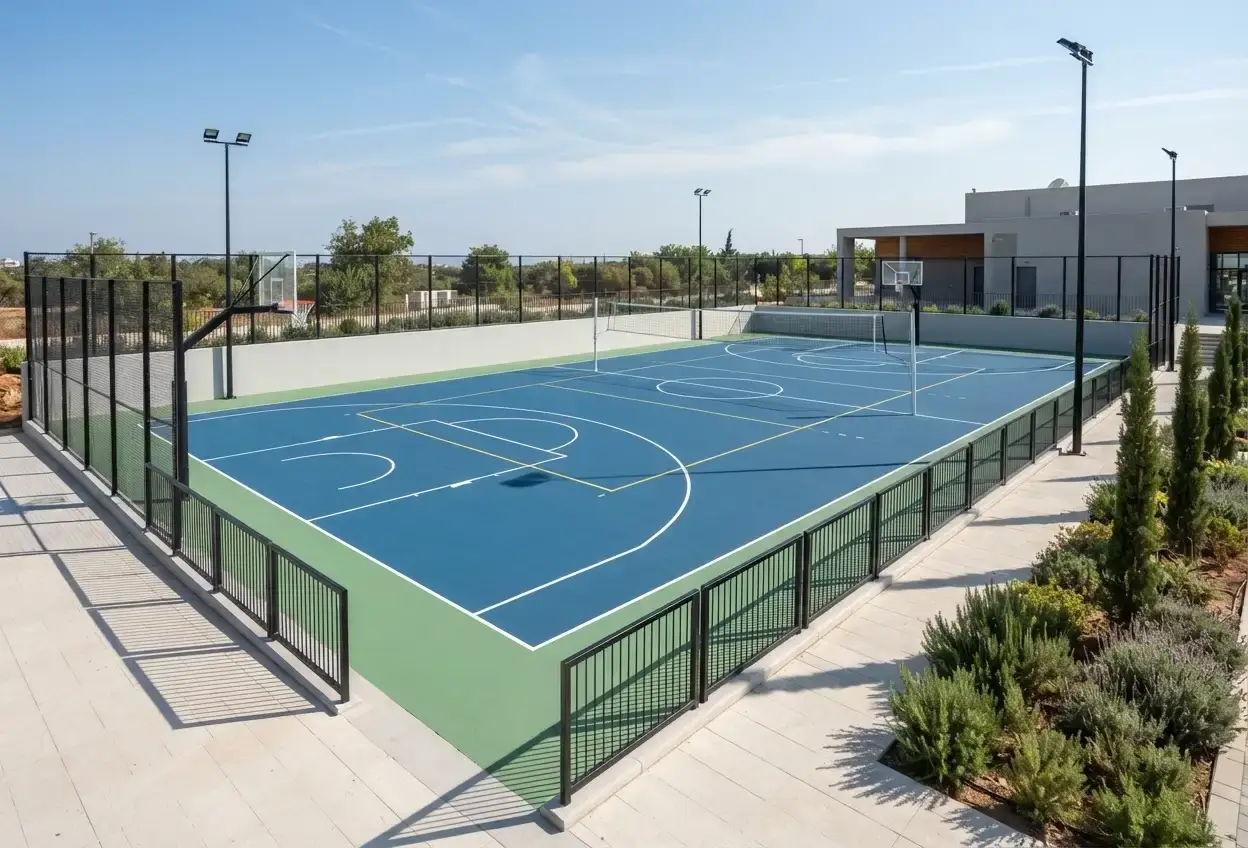 Deportes a medida reglamentaria en una pista polideportiva estándar