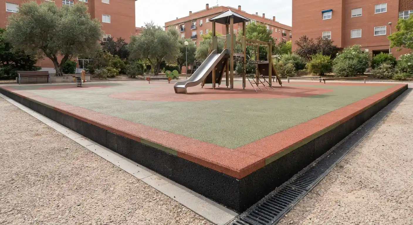 Precio del suelo de caucho para parques infantiles por m²