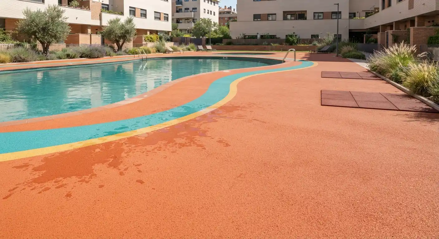 Suelo de caucho para zonas de piscina en Madrid
