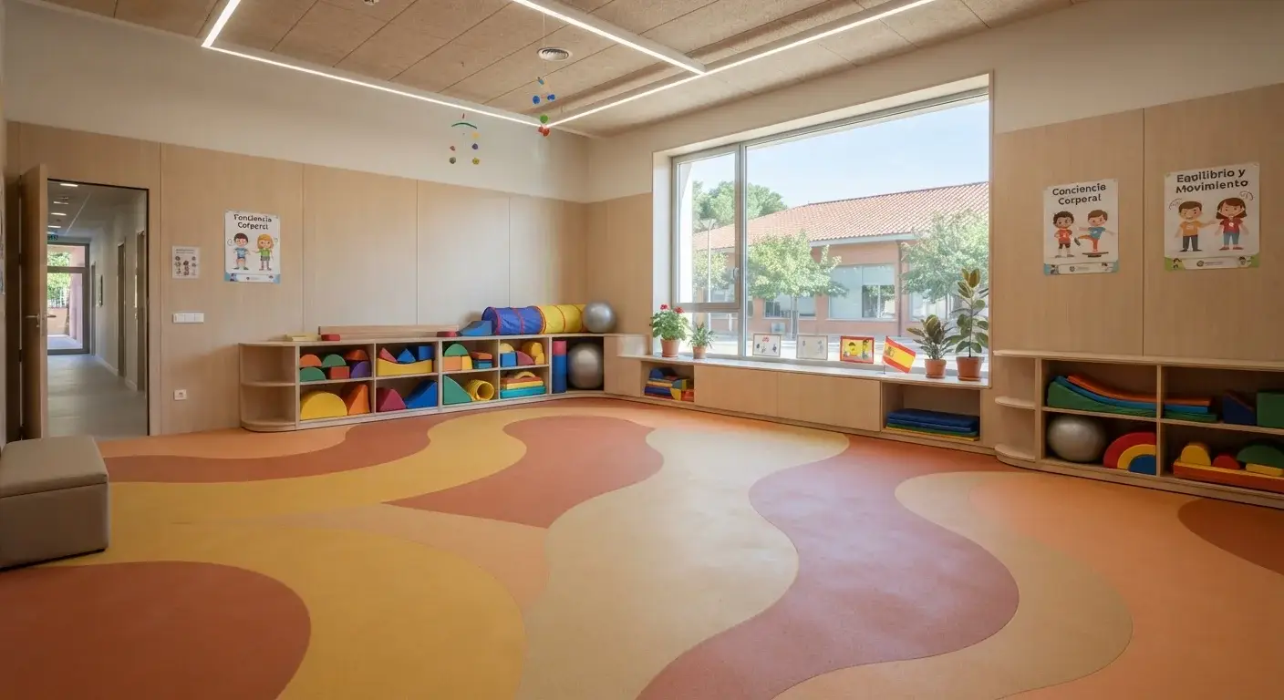 Zona de juegos para colegios: caucho amortiguador
